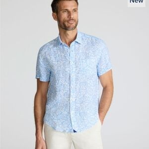 UNTUCKit Linen Light Blue Paisley Casual Shirt Sizw XL